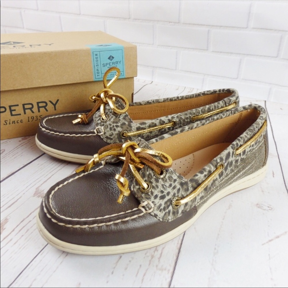 NEW Sperry Boat Shoe Sider Firefish Cheetah Slip On Loafers